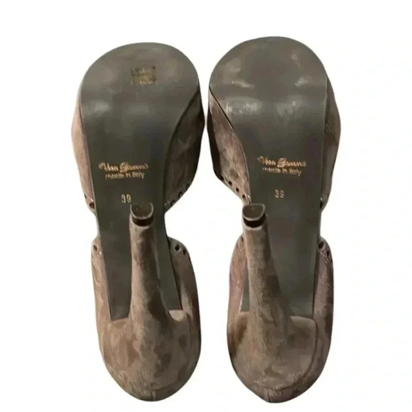 VINTAGE PRATESI Made in Italy Suede Heels Grey/ Brown Size 8 - Picture 5 of 9